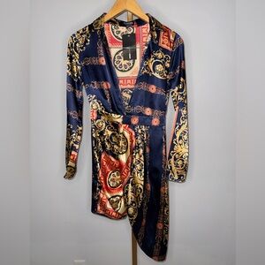 Red and Navy Asymmetrical Dress